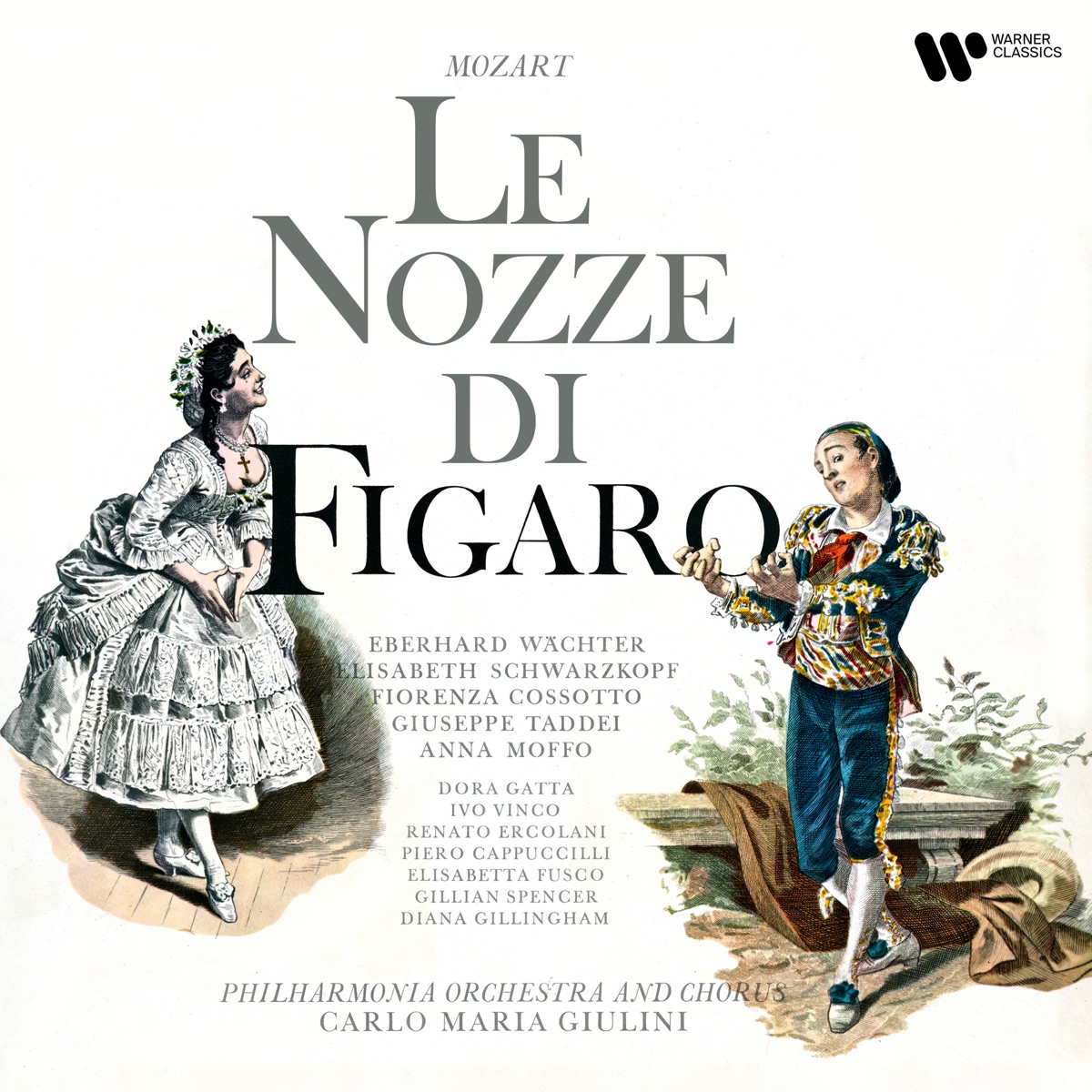 Mozart: Le nozze di Figaro, K. 492 by Eberhard Wächter, Giuseppe Taddei, Piero Cappuccilli, Ivo Vinco, Philharmonia Chorus, Carlo Maria Giulini, Gillian Spencer, Philharmonia Orchestra, Anna Moffo, Diana Cunningham, Dora Gatta, Elisabeth Schwarzkopf, Elisabetta Fusco, Fiorenza Cossotto & Renato Ercolani album cover