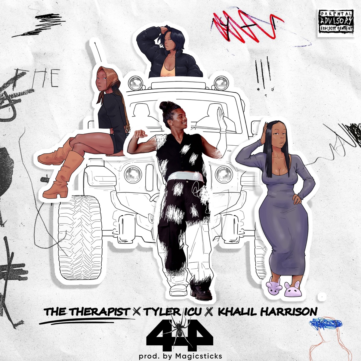 4x4 (feat. Tyler ICU & Magicsticks) - Single by The Therapist & Khalil Harrison album cover