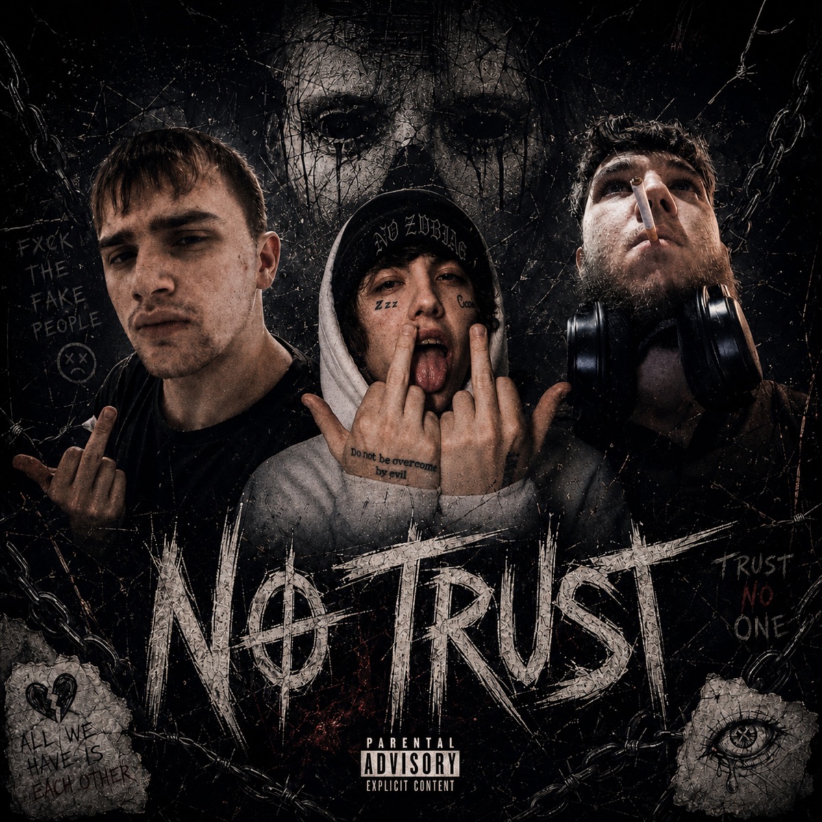 NO TRUST - Single by MVSTERIOUS, EU93N, CRXXH & Evilstar Gang album cover