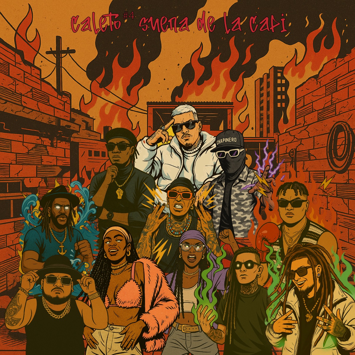 Caleto #4 Suena de la Capi (feat. Lion Bigmao, Lexx Chanyer, Ciju Bless, Queens Tafari, Lion K Jhuan, Joky Sam & Joseph7Voices) - Single by Jony Roy, Lion Fiah & Blackmen album cover