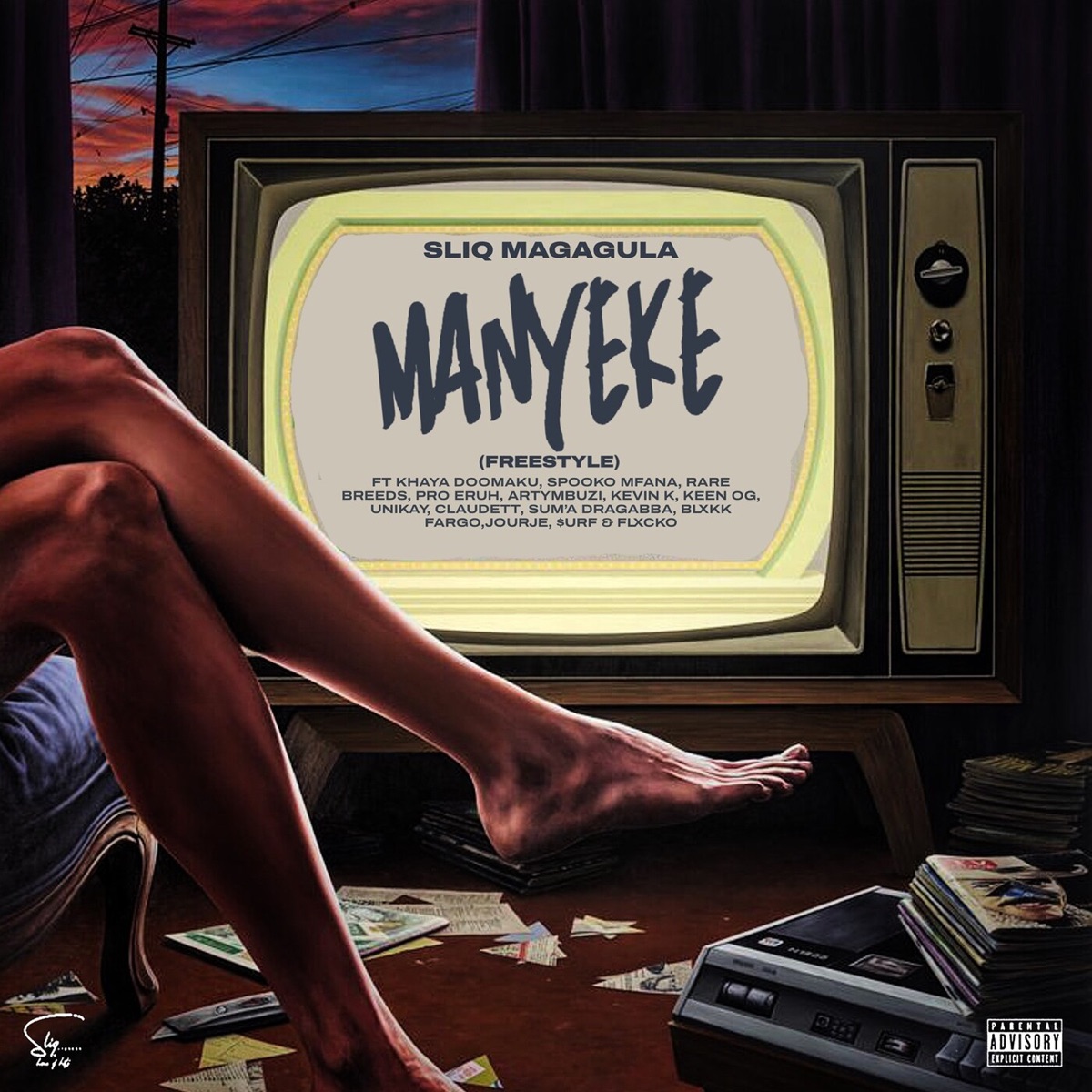 Manyeke Freestyle (feat. Khaya DoomAKU, Spooko Mfana, Rare Breeds, Pro Eruh, ArtyMbuzi, Kevin K, Keen OG, Unikay, Claudett, Sum'a Dragabba, Blxkk Fargo, Jourje & $urf & Flxcko) - EP by Sliq Magagula album cover