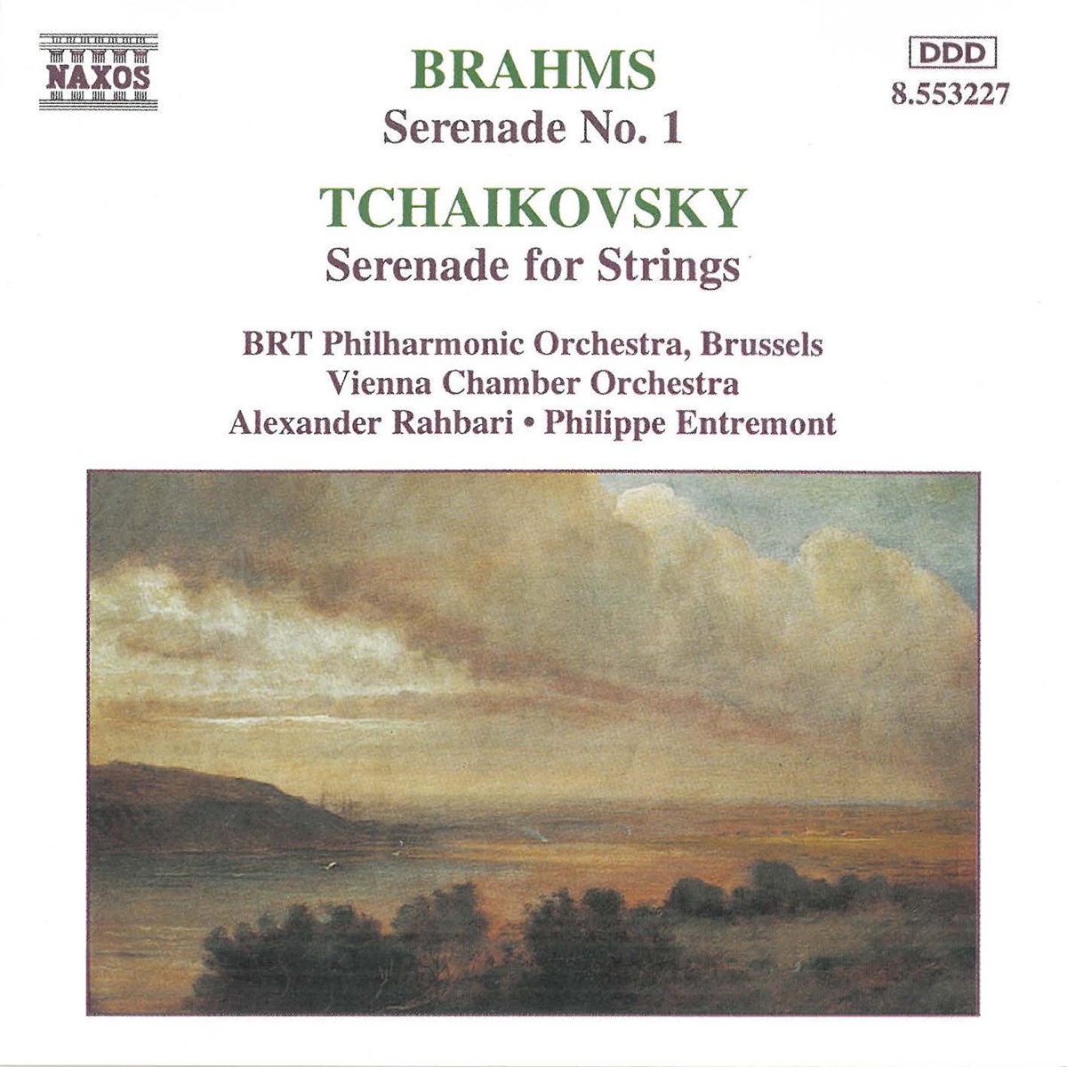 Brahms: Serenade No. 1 - Tchaikovsky: Serenade for Strings by Belgian Radio and Television Philharmonic Orchestra, Vienna Chamber Orchestra, Alexander Rahbari & Philippe Entremont album cover