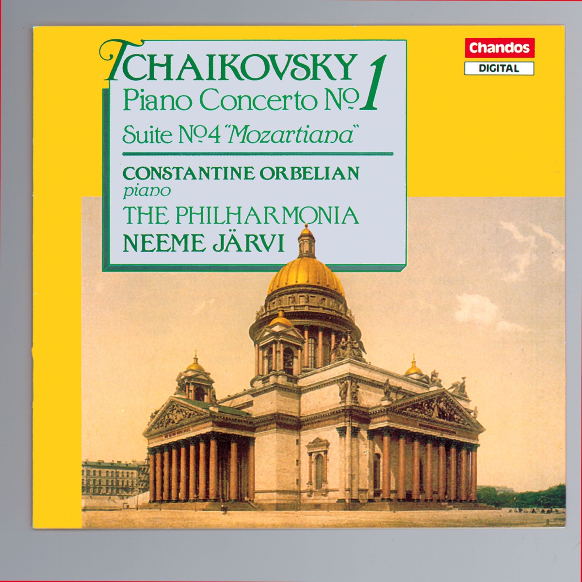 Tchaikovsky: Piano Concerto No. 1 & Suite No. 4 "Mozartiana" by Neeme Järvi, Philharmonia Orchestra & Constantine Orbelian album cover