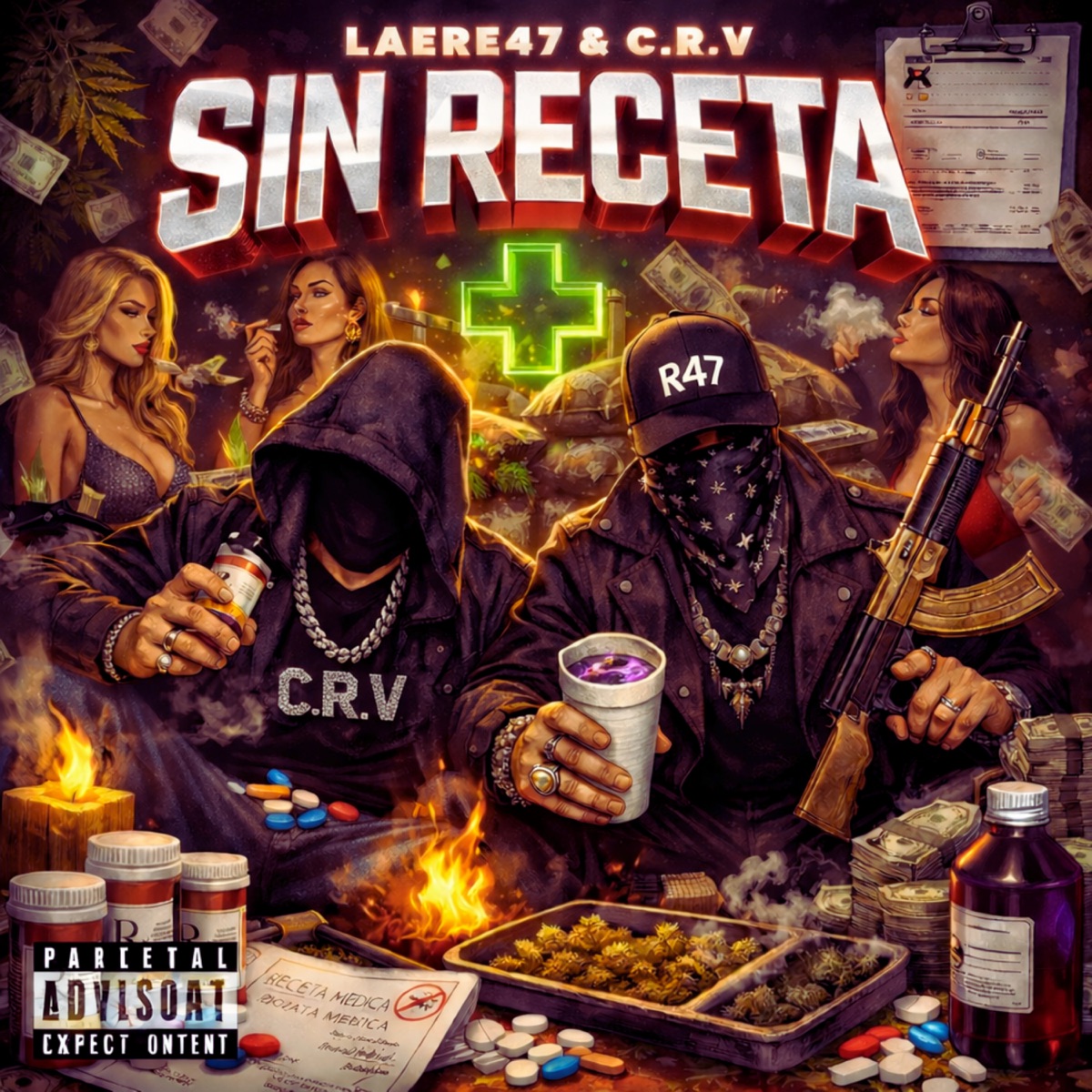 Sin Receta (feat. C.R.V.) - Single by LAERE47 album cover