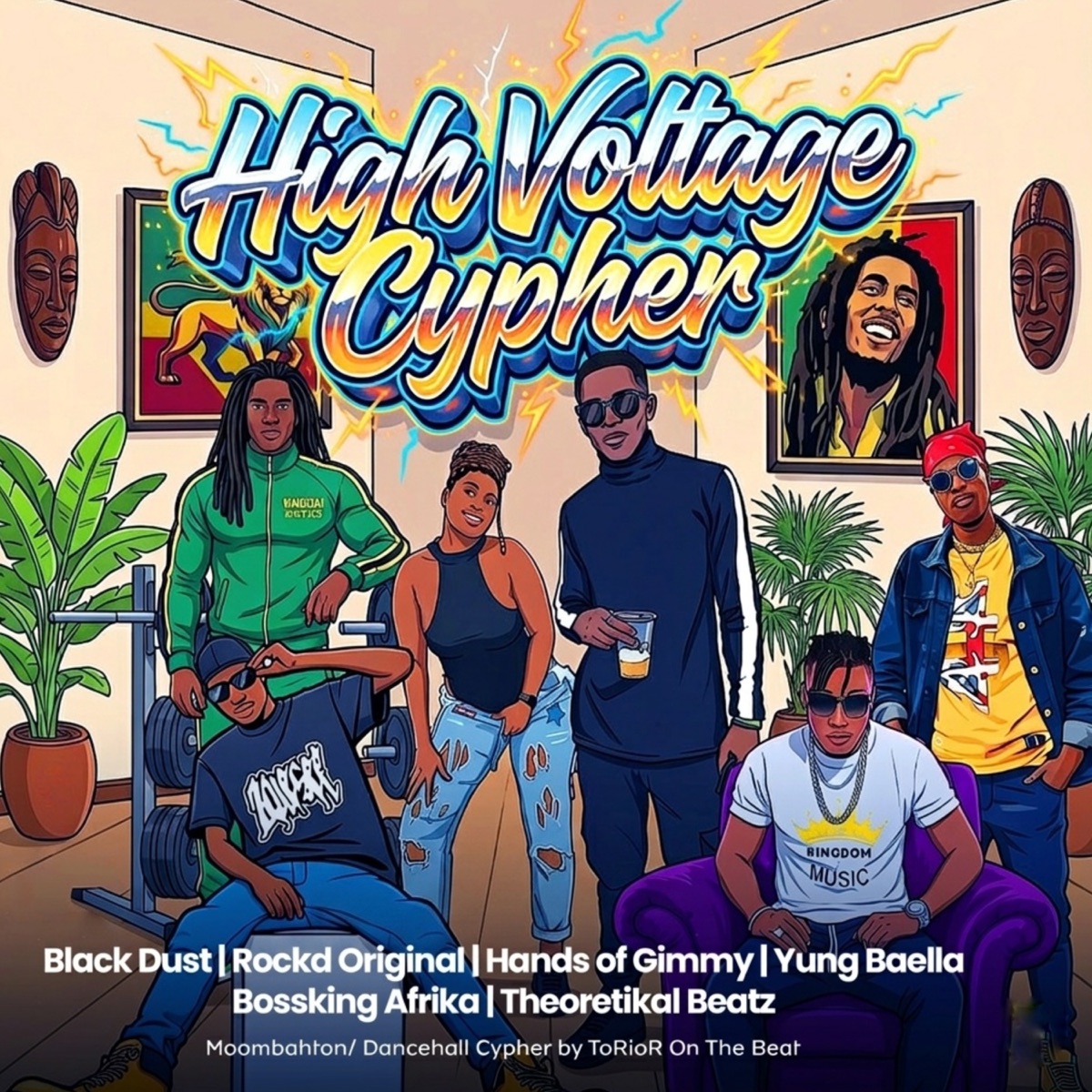 High Voltage Cypher (feat. Black Dust, RockD Original, Hands Of Gimmy, Bossking Afrika, Yung Baella & Theoretikal Beatz) - Single by BigWav RecordzUg album cover