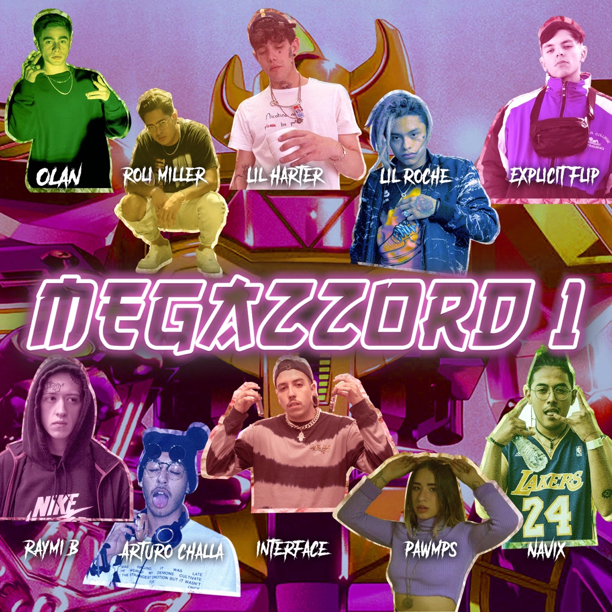 Megazzord 1 (feat. Olán, NAVIX, Explicit Flip, Lil Roche, Lil Harter, Roli Miller & Arturo Challa) - Single by Interface, Pawmps & Raymi B. album cover