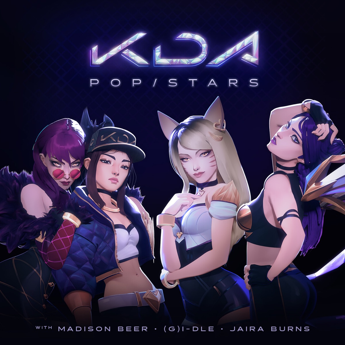 POP/STARS (feat. Jaira Burns & League of Legends Music) - Single by K/DA, Madison Beer & i-dle album cover