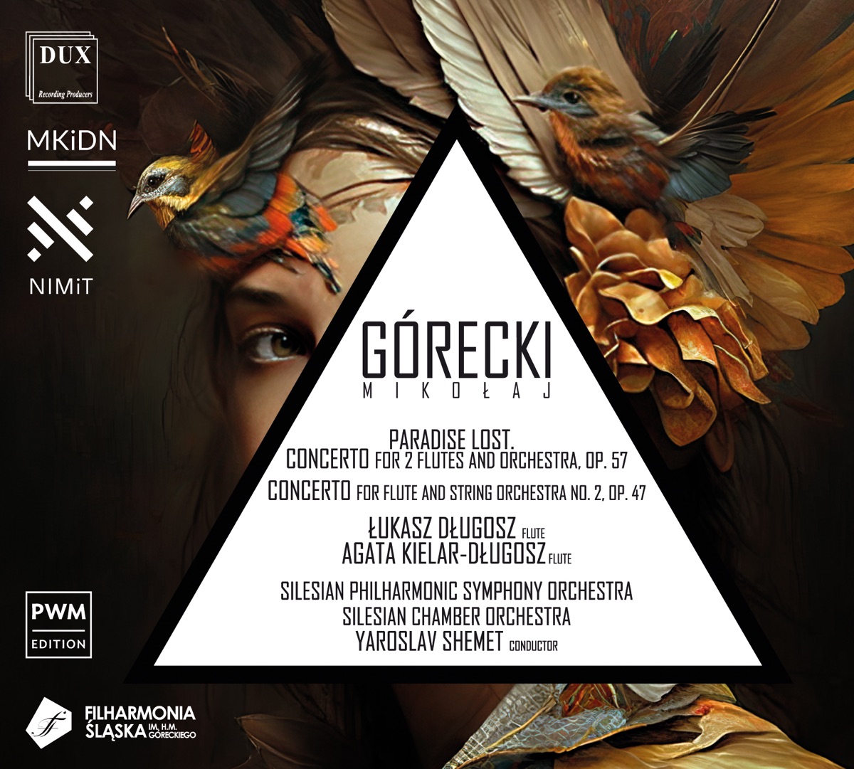 Mikołaj Górecki: Paradise Lost, Op. 57 & Flute Concerto No. 2, Op. 47 by Łukasz Długosz, The Silesian Philharmonic Symphony Orchestra, The Silesian Chamber Orchestra & Yaroslav Shemet album cover