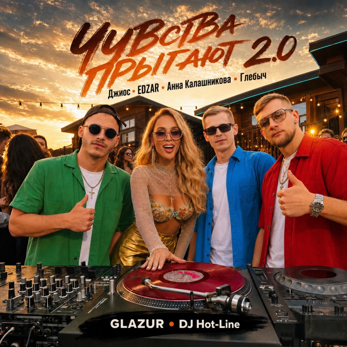 Чувства прыгают 2.0 - Single by Джиос, EDZAR, Анна Калашникова, Glebych, Glazur & DJ Hot-Line album cover