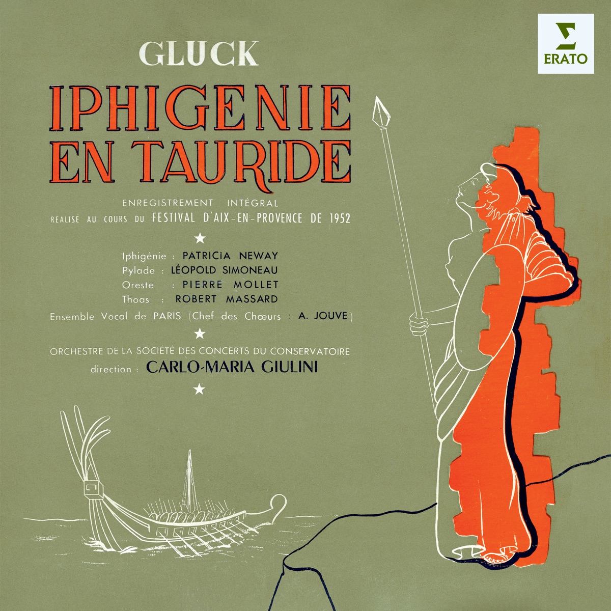 Gluck: Iphigénie en Tauride, Wq. 46 by Pierre Mollet, Robert Massard, Carlo Maria Giulini, Orchestre de la Société des Concerts du Conservatoire, Patricia Neway, Léopold Simoneau & Ensemble vocal de Paris album cover