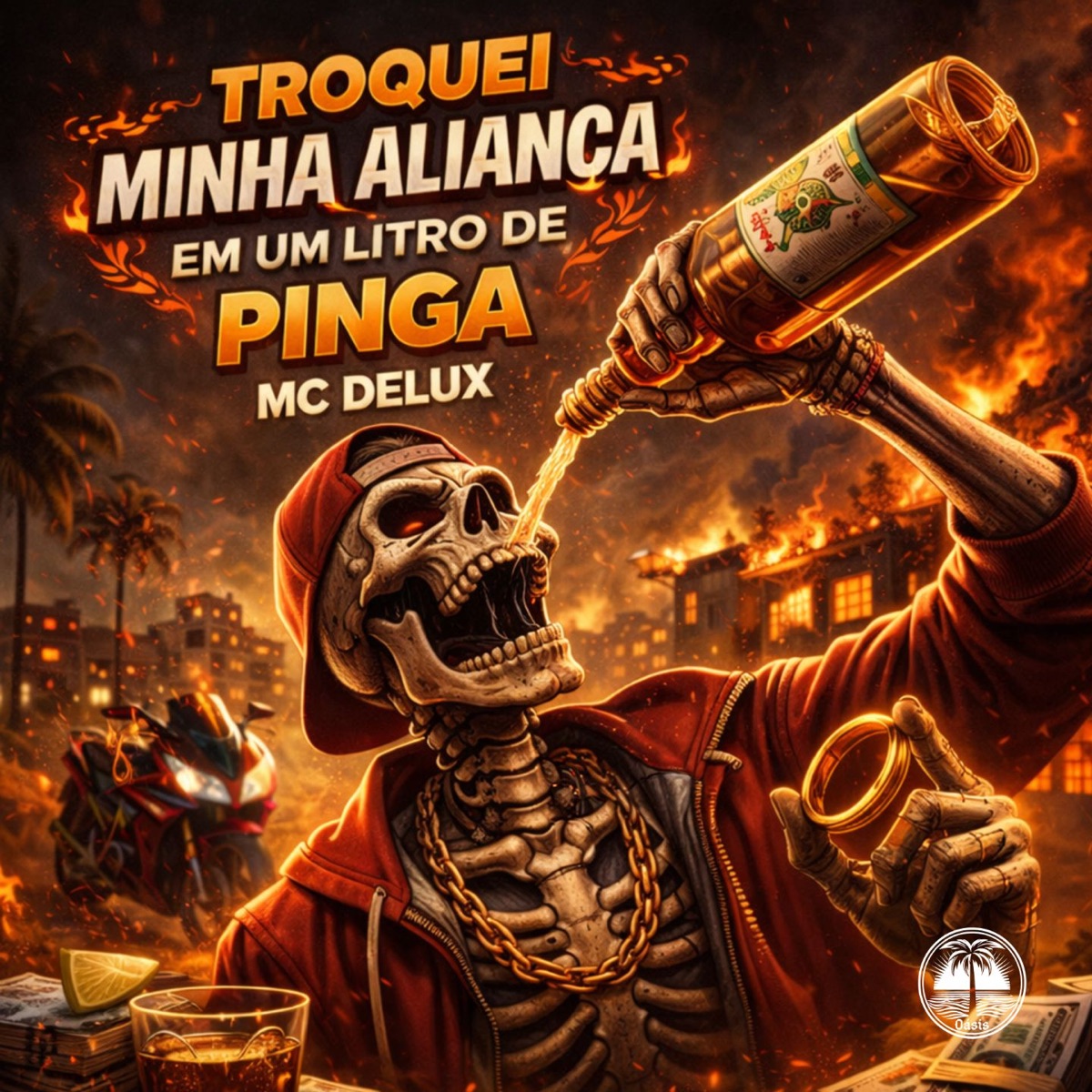 TROQUEI MINHA ALIANÇA EM UM LITRO DE PINGA - Single by Mc Delux, Mansur Beats & TROPA DA OÁSIS album cover