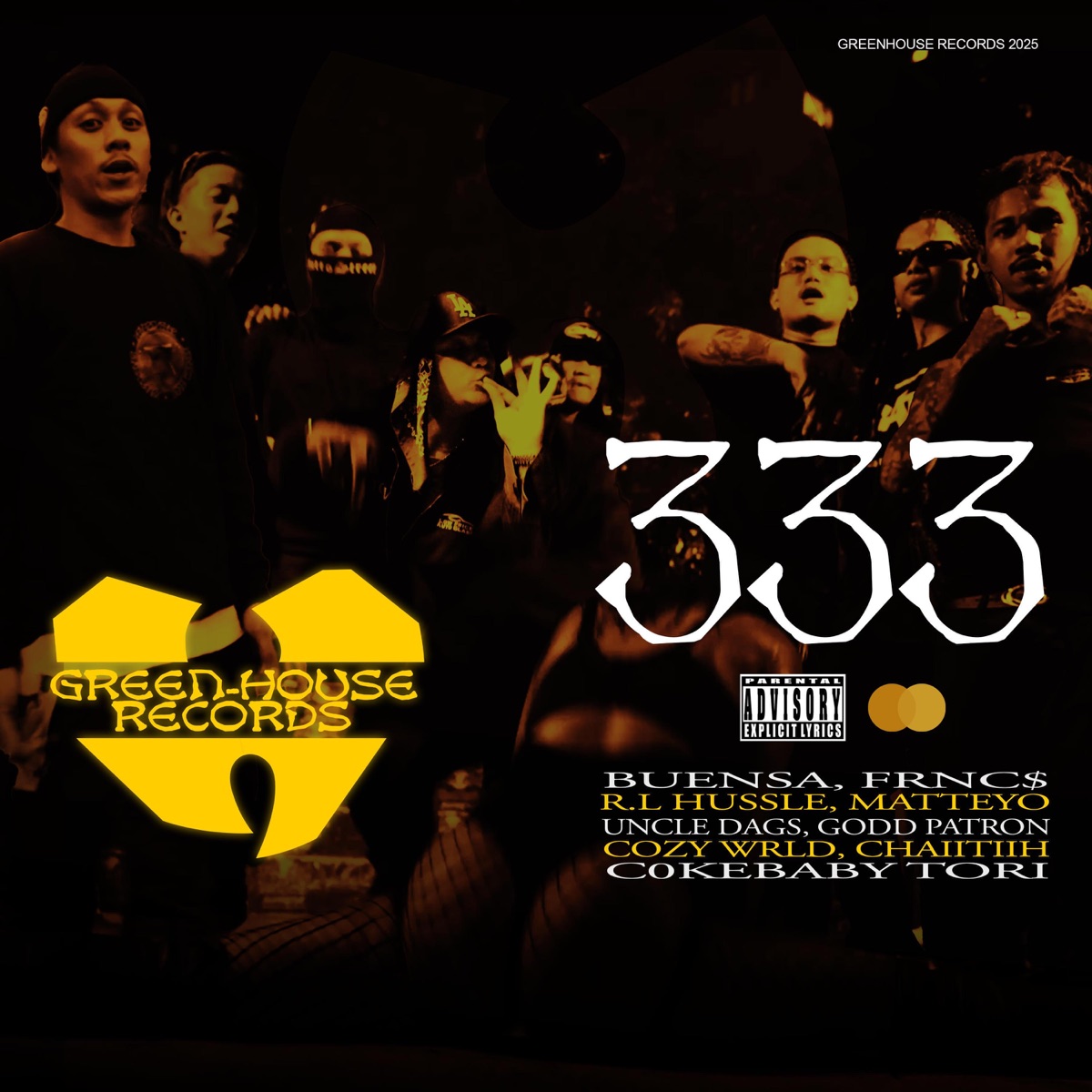 333 (feat. FRNC$, R.L Hussle, Matteyo, Uncle Dags, Godd Patron, Cozy Wrld, Chaiitiih, c0kebaby torii & Buensa) - Single by GHR album cover
