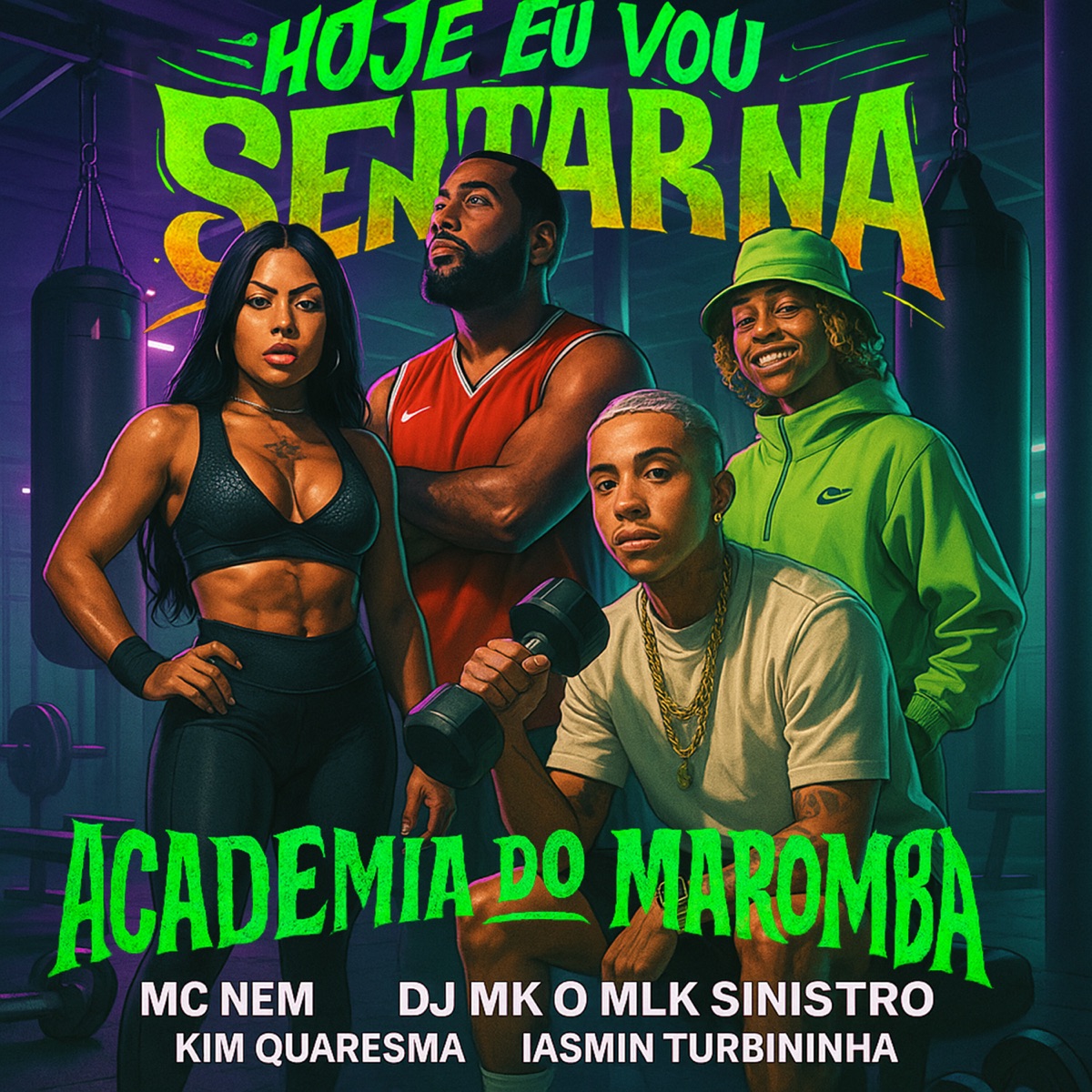 Hoje Eu Vou Sentar na Academia do Maromba (feat. DJ MK o Mlk Sinistro) - Single by MC Nem, Kim Quaresma & Iasmin Turbininha album cover