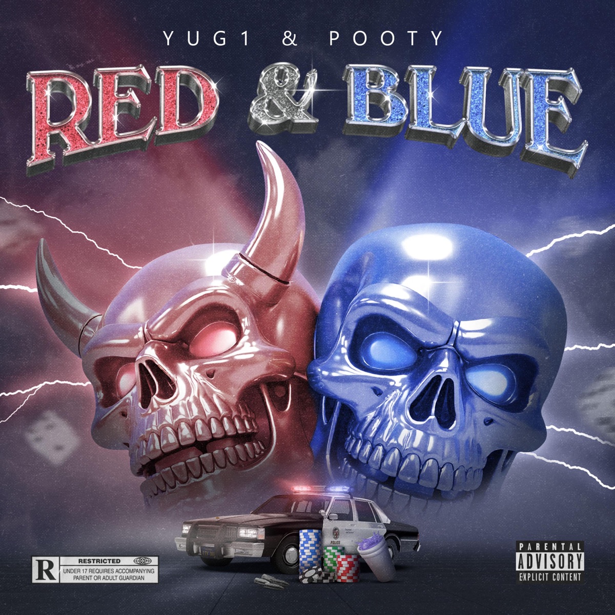 RED & BLUE - Single by YUG1 & POOTY album cover