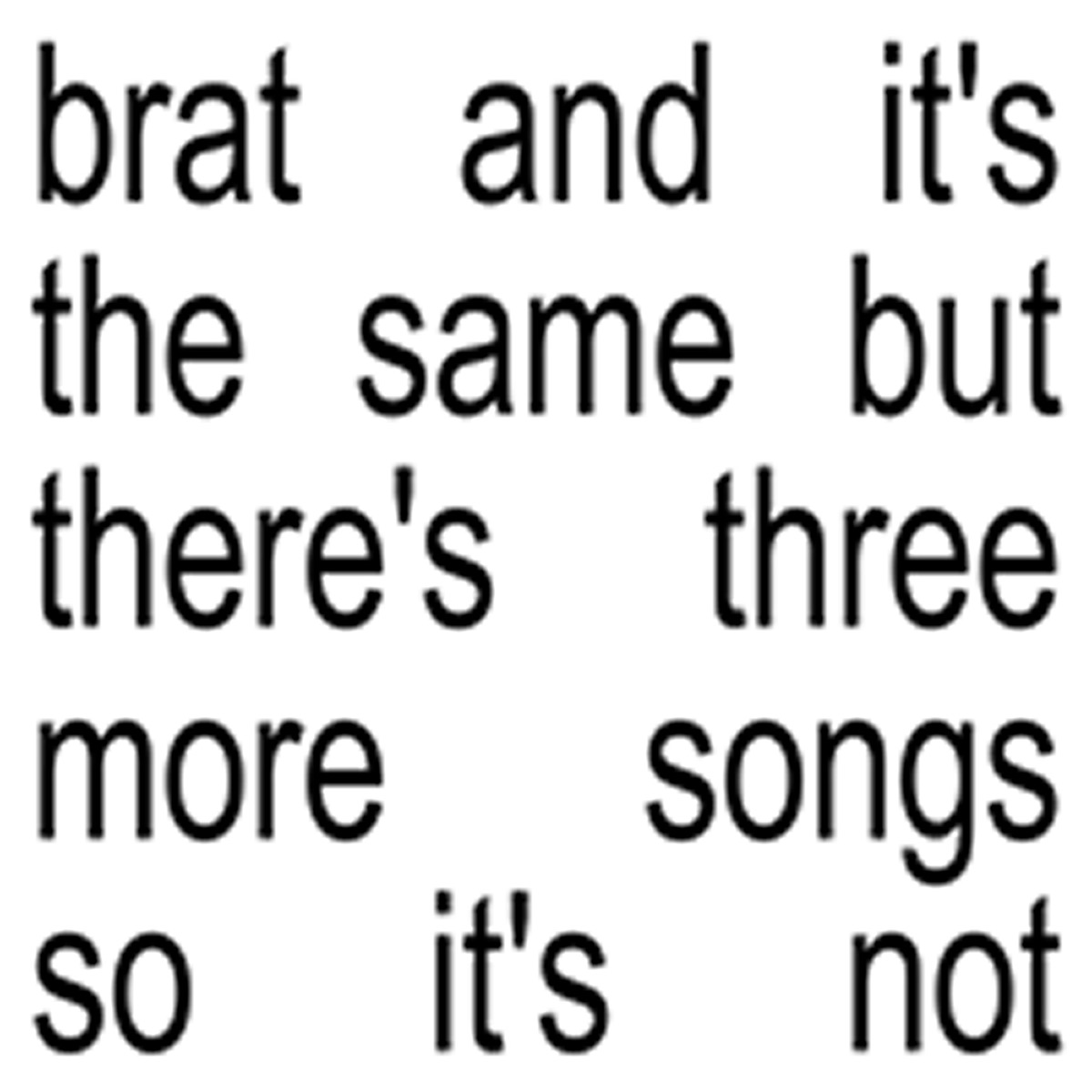 Brat and it’s the same but there’s three more songs so it’s not by Charli xcx album cover artwork