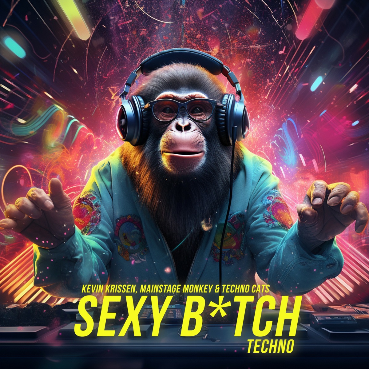 Sexy B*tch (Techno) - Single by Kevin Krissen, Mainstage Monkey & Techno Cats album cover