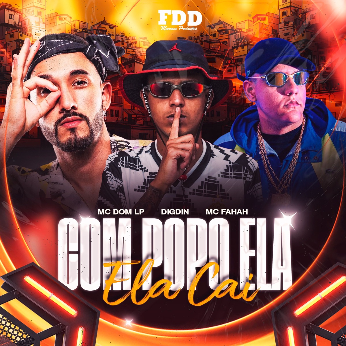 Com Popo Ela Cai - Single by Digdin, MC Fahah & MC DOM LP album cover