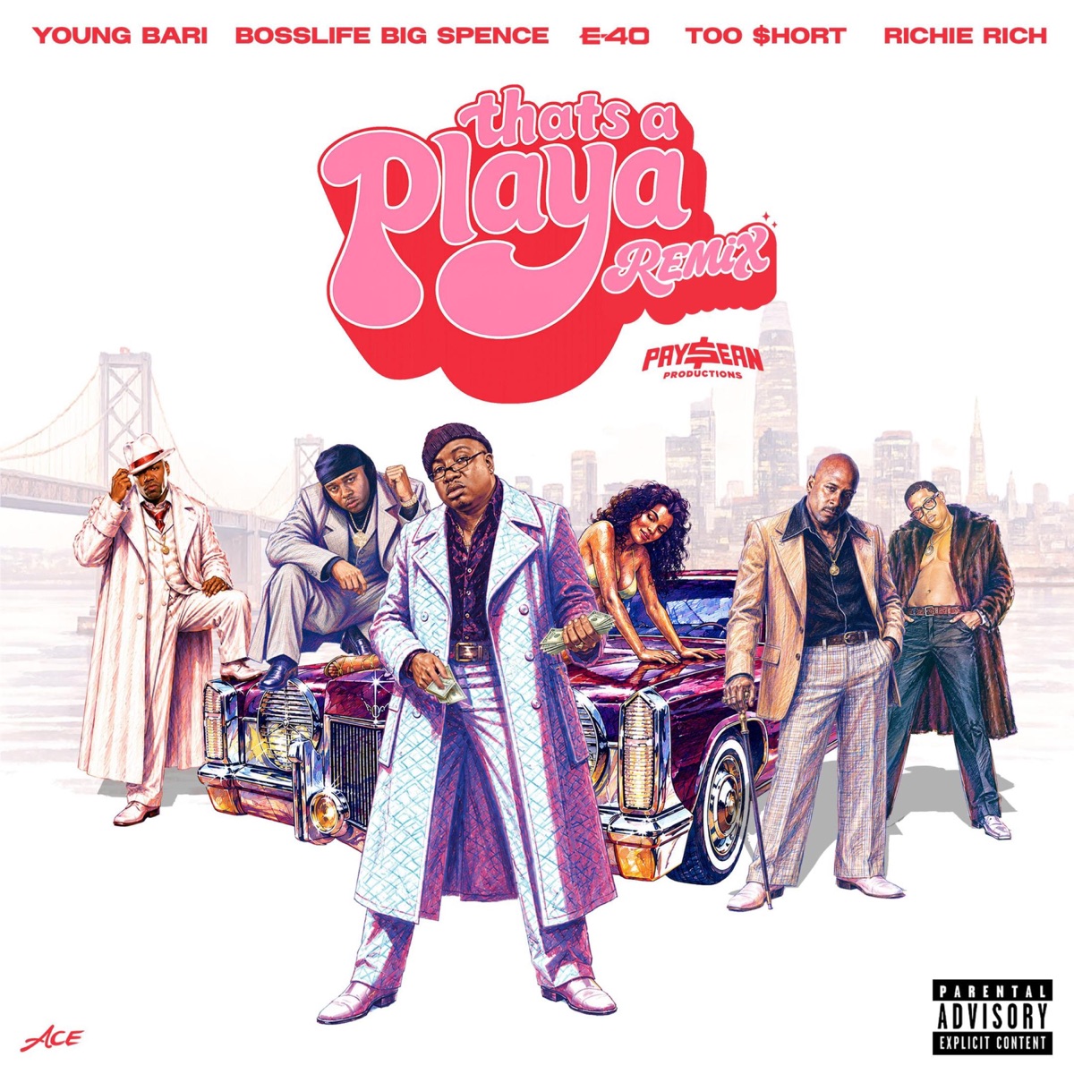 THAT'S A PLAYA (Remix) (feat. E-40, Too $hort & Richie Rich) - Single by Young Bari & BossLife Big Spence album cover