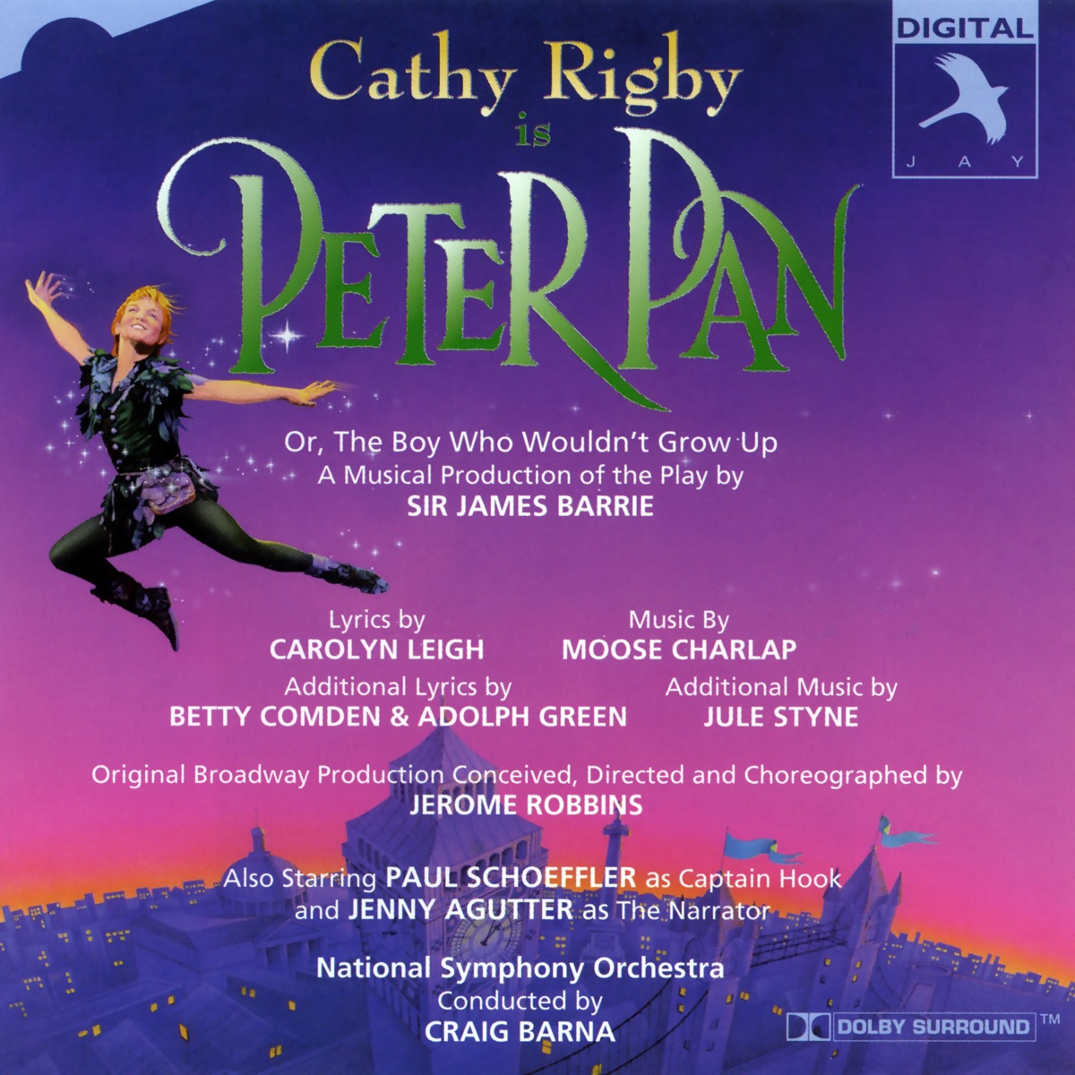 Peter Pan (Cast Recording) by Moose Charlap, Carolyn Leigh & Cathy Rigby album cover