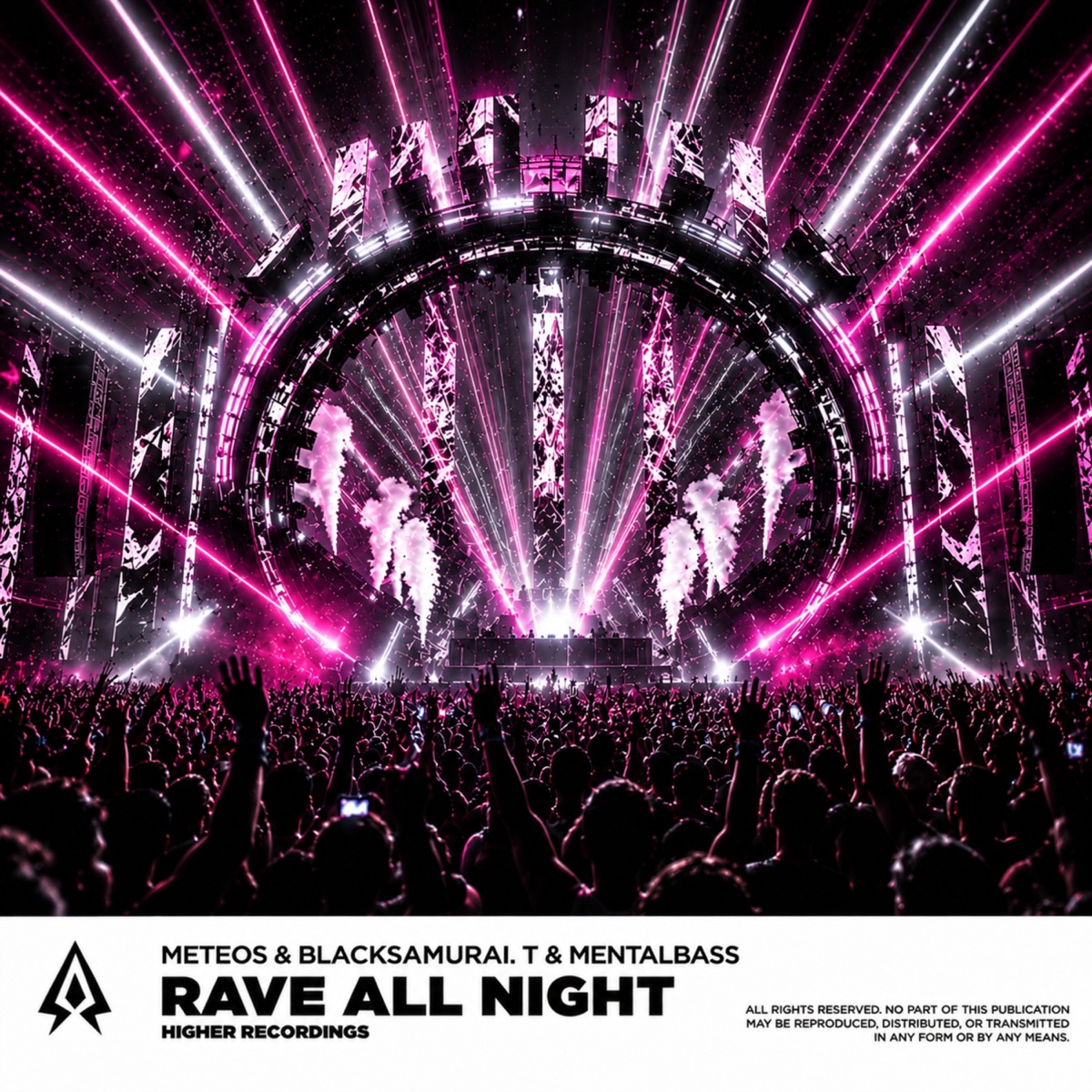 Rave All Night - Single by Meteos, BlackSamurai.T, MentalBass & HIGHER RECORDINGS album cover