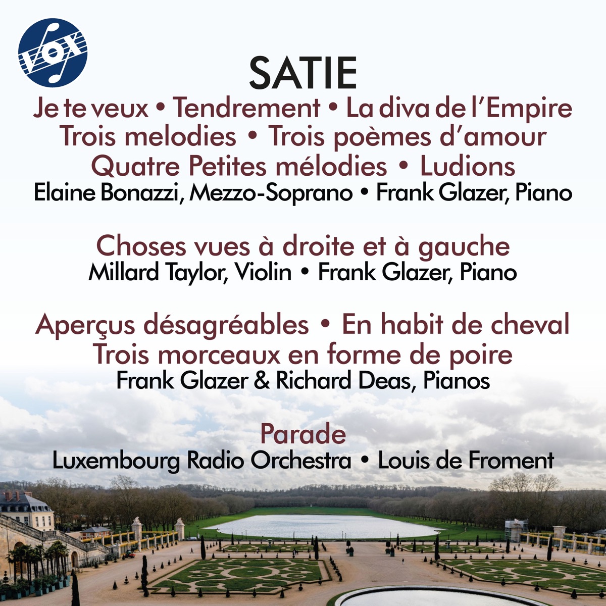 Satie: Je te veux, Tendrement & Other Works by Elaine Bonazzi, Frank Glazer & Richard Deas album cover
