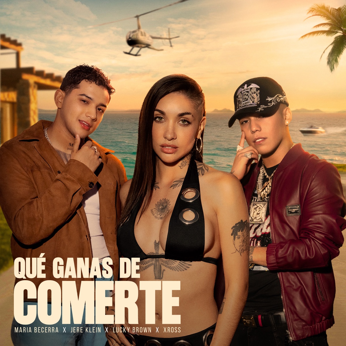 QUÉ GANAS DE COMERTE - Single by Maria Becerra, Jere Klein, Lucky Brown & XROSS album cover