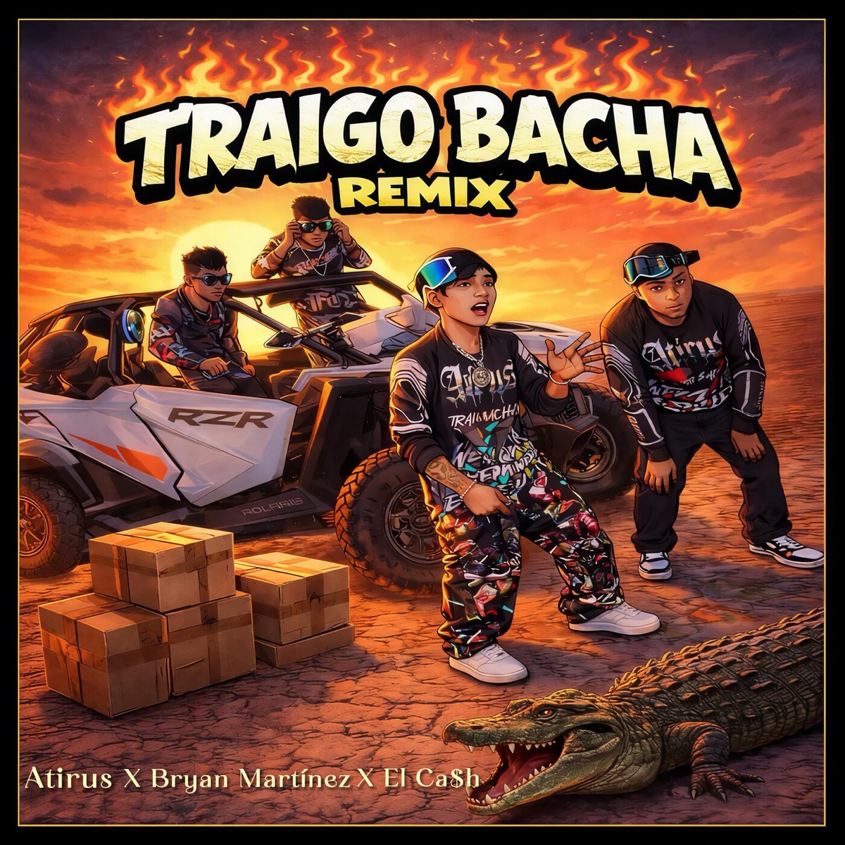 TRAIGO BACHA (Remix) - Single by Bryan Martínez, Atirus & El Ca$h album cover