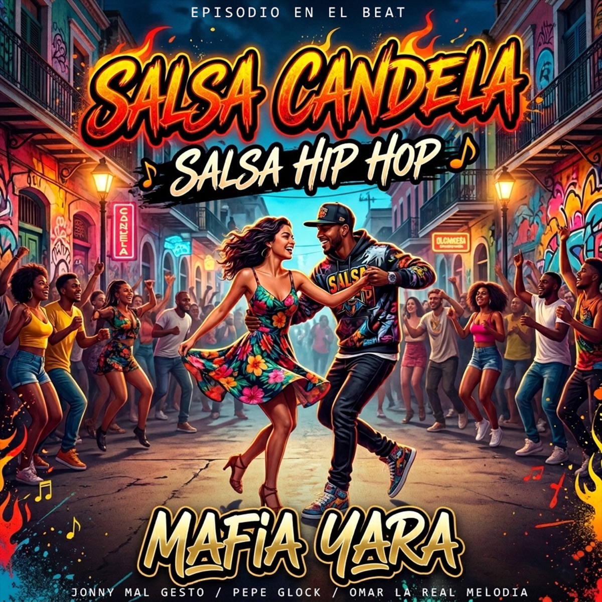 SALSA CANDELA - Single by Mafia Yara, Jonny Mal Gesto, Pepe Glock & Omar la Real Melodia album cover