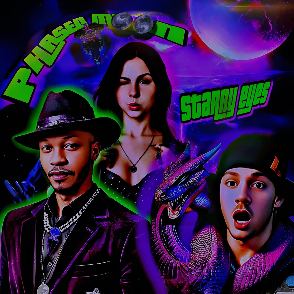 STARRY EYES (feat. ÆTHER888, THGRON DA WEIRDO & Becca Angel) - Single by PHASED MOON album cover