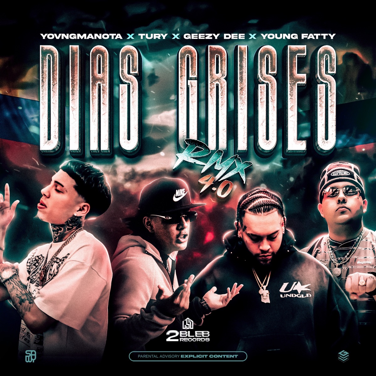 DÍAS GRISES 4.0 (Remix) [feat. Tury & Bravvs] - Single by yovngmanota, GeezyDee & Young Fatty album cover