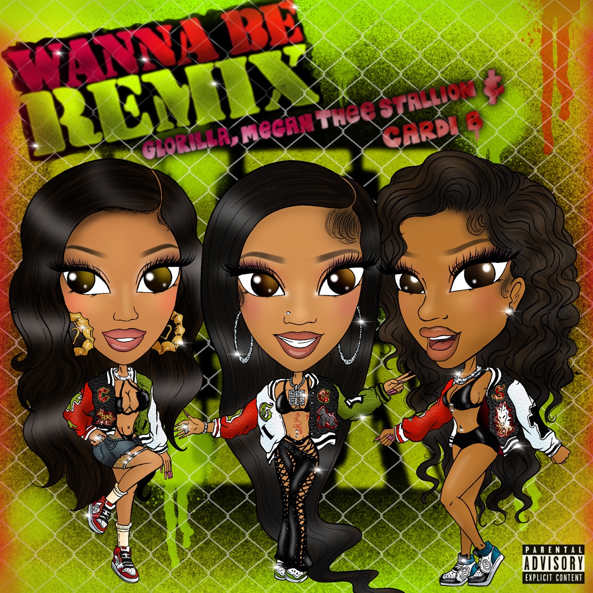 Wanna Be (Sped Up Remix) - Single by GloRilla, Megan Thee Stallion & Cardi B album cover artwork