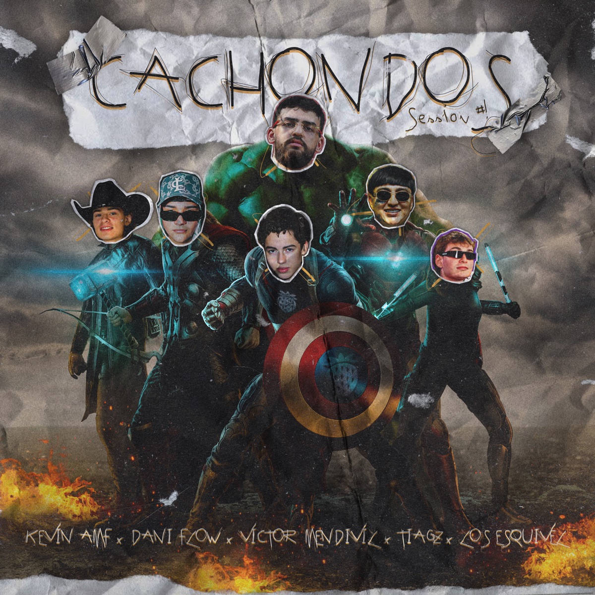 Cachondos Session #1 (feat. Sebastian Esquivel, Eugenio Esquivel, Tiagz & Los Esquivel) - Single by Kevin AMF, Victor Mendivil & Dani Flow album cover