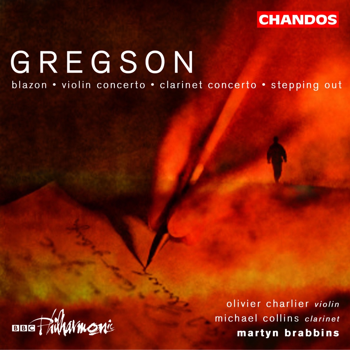Gregson: Blazon, Violin Concerto, Clarinet Concerto & Stepping Out by Martyn Brabbins, BBC Philharmonic, Michael Collins & Olivier Charlier album cover