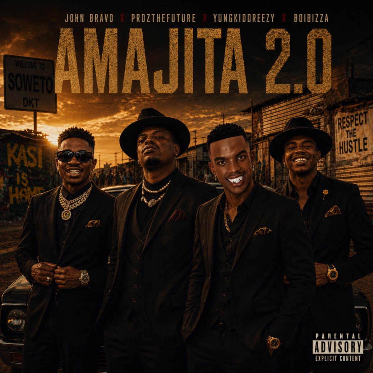 Amajita 2.0 (Remix) [feat. Prozthefuture] - Single by John bravo, YungkiddReezy, Sdala Deep & BoiBizza album cover