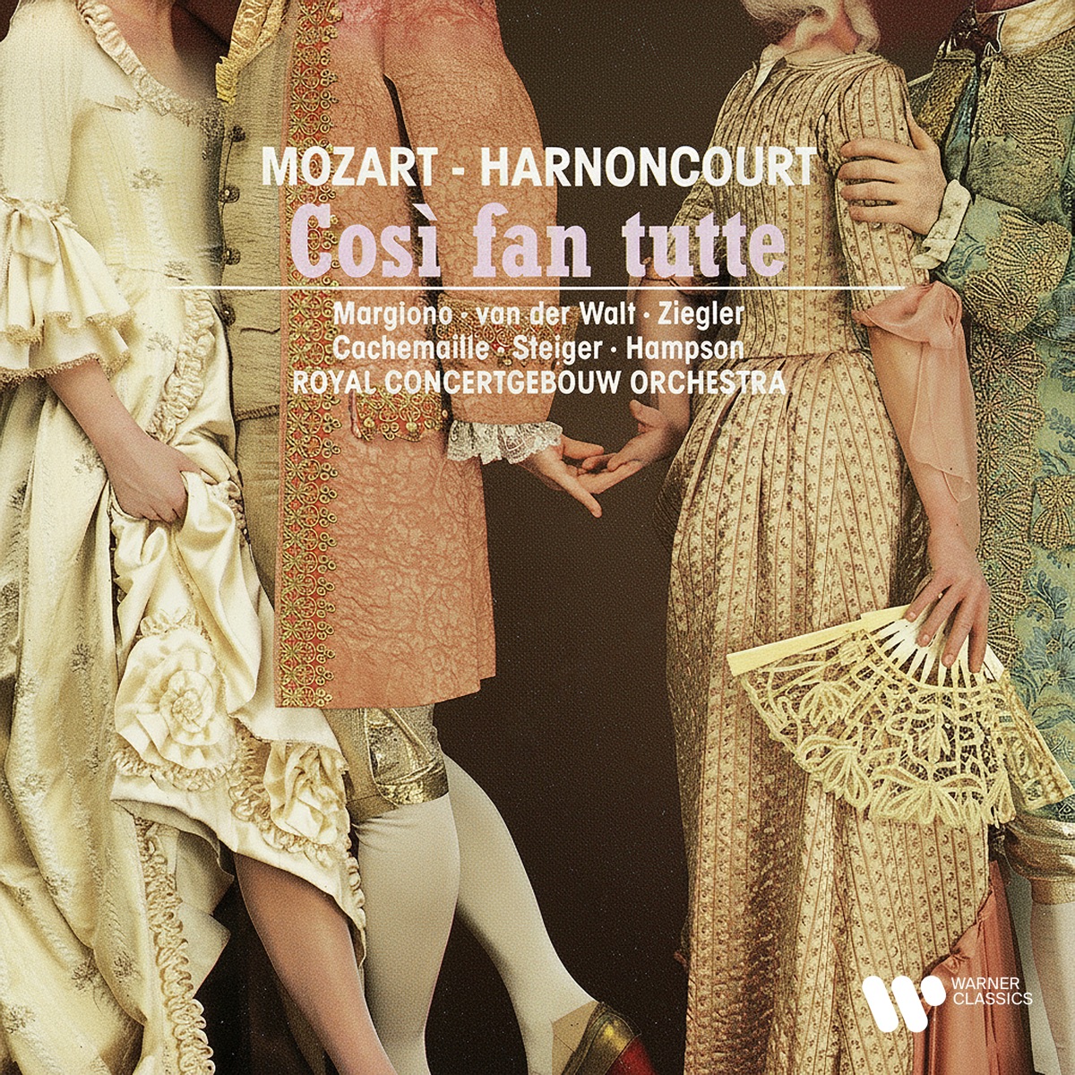 Mozart: Così fan tutte, K. 588 by Gilles Cachemaille, Thomas Hampson, Nikolaus Harnoncourt, Delores Ziegler, Royal Concertgebouw Orchestra, Anna Steiger, Charlotte Margiono & Deon Van der Walt album cover