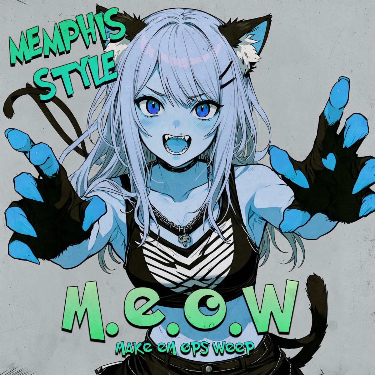 M.E.O.W (Memphis Style) - EP by Sam Astaroth, ONIYOKAI & Obviousgod album cover