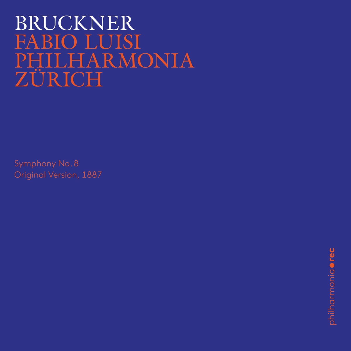 Bruckner: Symphony No. 8 in C Minor, WAB 108 by Philharmonia Zürich & Fabio Luisi album cover
