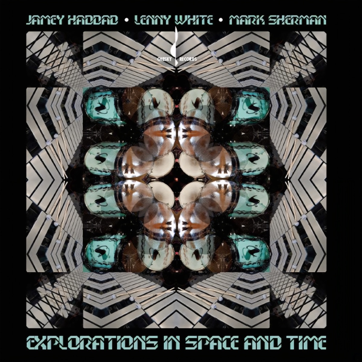 Explorations in Space and Time (Binaural) by Jamey Haddad, Lenny White & Mark Sherman album cover