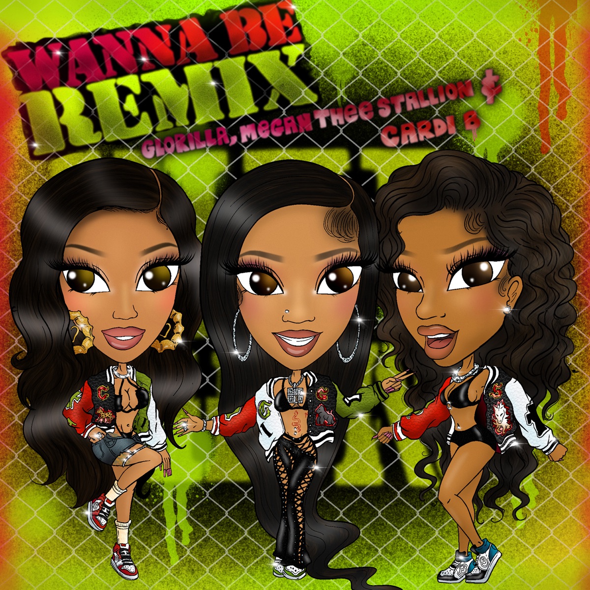 Wanna Be (Extended Remix) - Single by GloRilla, Megan Thee Stallion & Cardi B album cover artwork