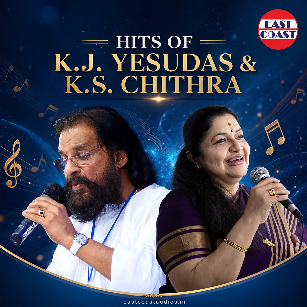Hits of K. J. Yesudas and K. S. Chithra (Original Motion Picture Soundtrack) by Kaithapram, Ouseppachan, Gireesh Punthenchery, Raveendran, Yusufali Kecheri, Johnson, Dr. Rajeev, K. Jayakumar, Gireesh Puthenchery & S. Ramesan Nair album cover