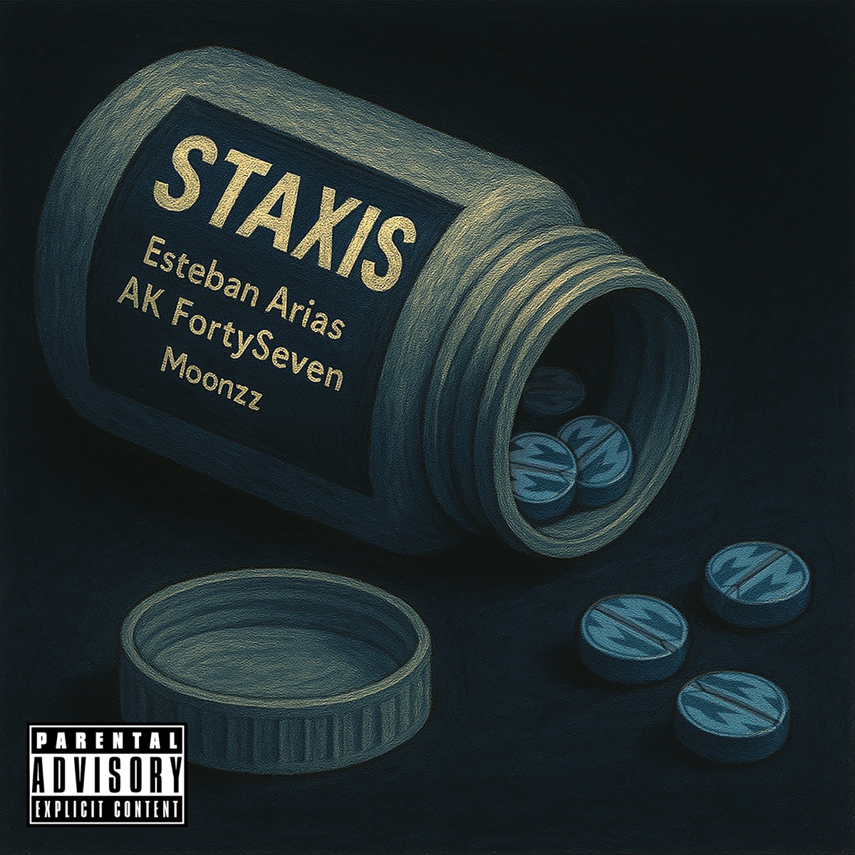 Staxis (feat. Max1 Mus1c) - Single by Esteban Arias, AK FortySeven & MOONZz album cover