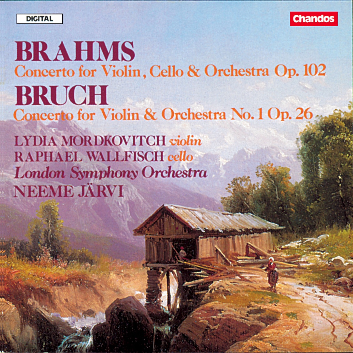 Brahms: Double Concerto for Violin and Cello - Bruch: Violin Concerto No. 1 by Neeme Järvi, London Symphony Orchestra, Lydia Mordkovitch & Raphael Wallfisch album cover