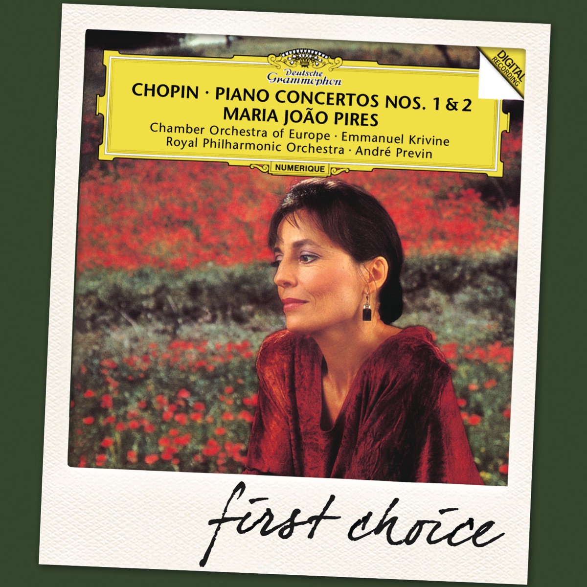 Chopin: Piano Concertos Nos.1 & 2 by Maria Joao Pires, Emmanuel Krivine, Chamber Orchestra of Europe, Royal Philharmonic Orchestra & André Previn album cover