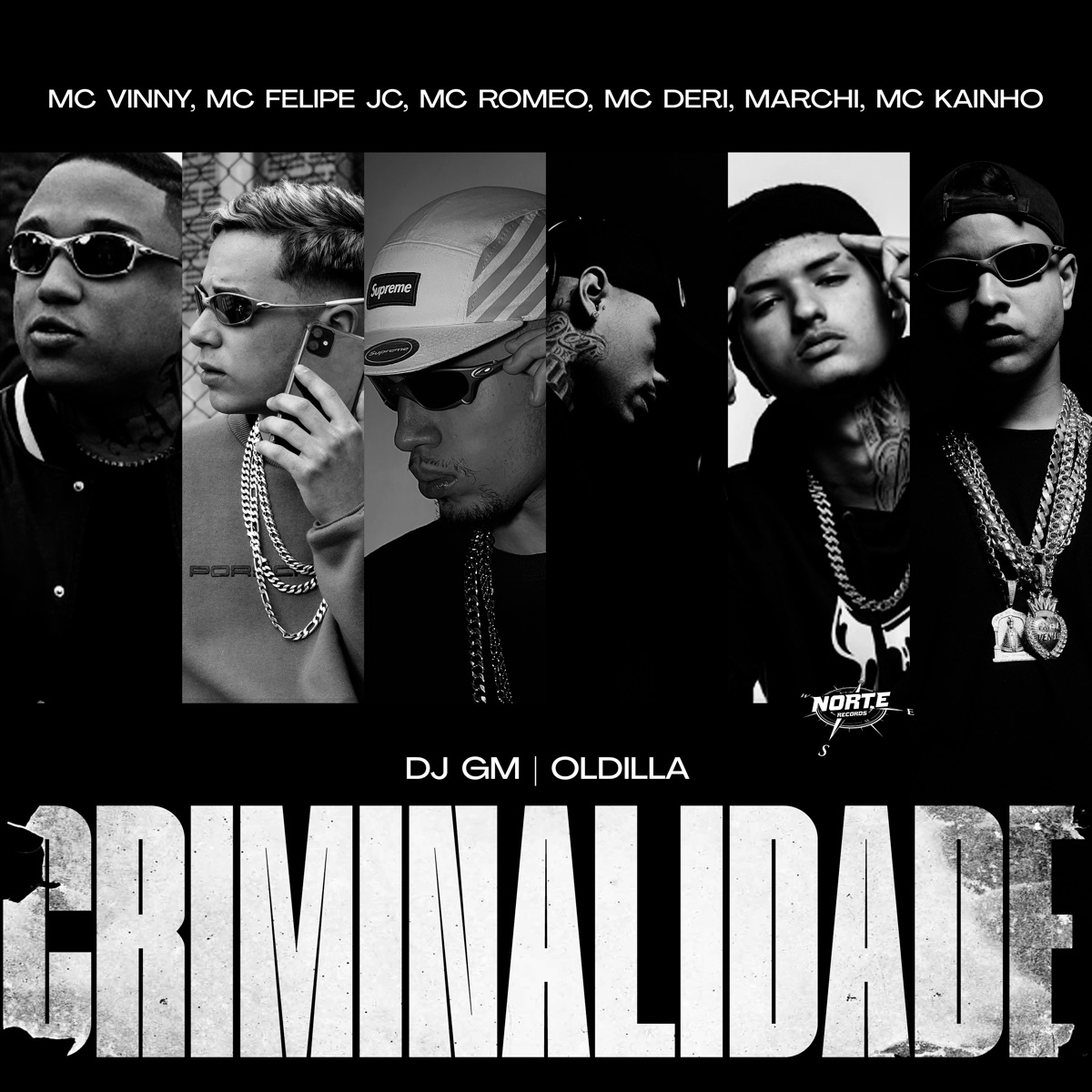 Criminalidade - Single by MC Deri, Mc Felipe JC, MC Kainho, Mc Romeo, Dj GM, Marchi Oficial, MC Vinny & Oldilla album cover