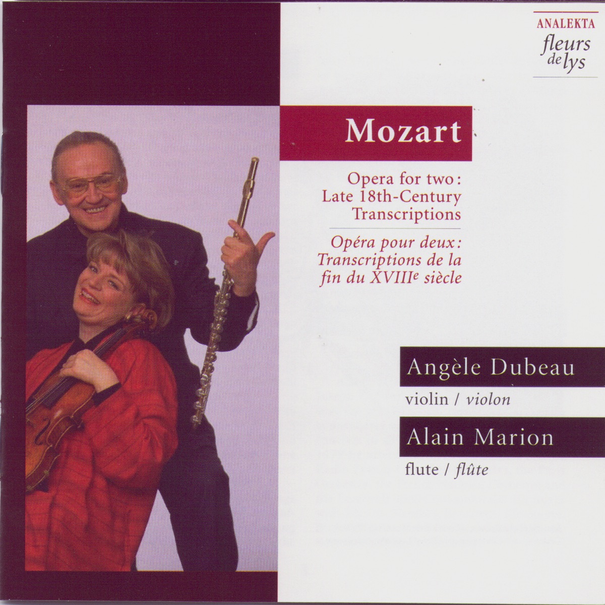 Opera for two: Late 18th-Century Transcriptions (Opéra pour deux: Transcriptions de la fin du XVIIIe siècle) (Mozart) by Angèle Dubeau & Alain Marion album cover