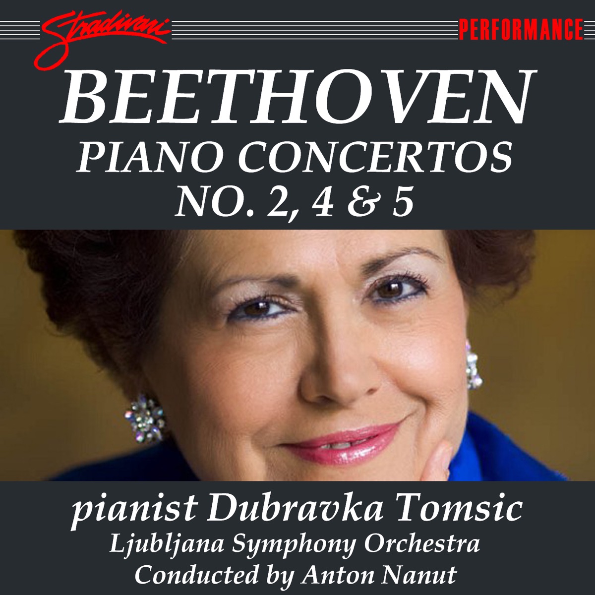 Beethoven: Piano Concertos Nos. 2, 4 & 5 by Ljubljana Symphony Orchestra, Anton Nanut & Dubravka Tomšič album cover