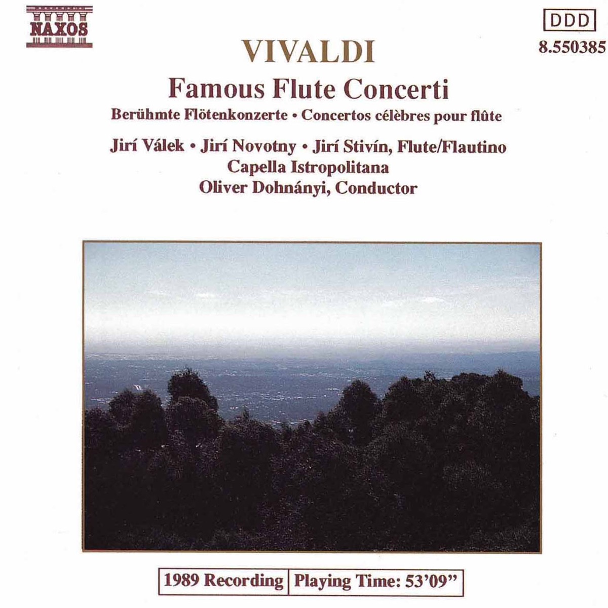 Vivaldi: Famous Flute Concerti by Oliver von Dohnányi & Capella Istropolitana album cover