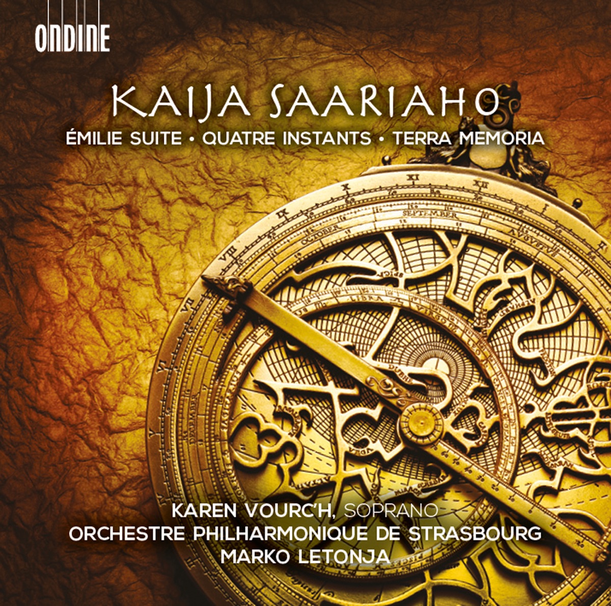 Saariaho: Émilie suite, Quatre instants & Terra memoria by Karen Vourc'h, Orchestre Philarmonique de Strasbourg & Marko Letonja album cover