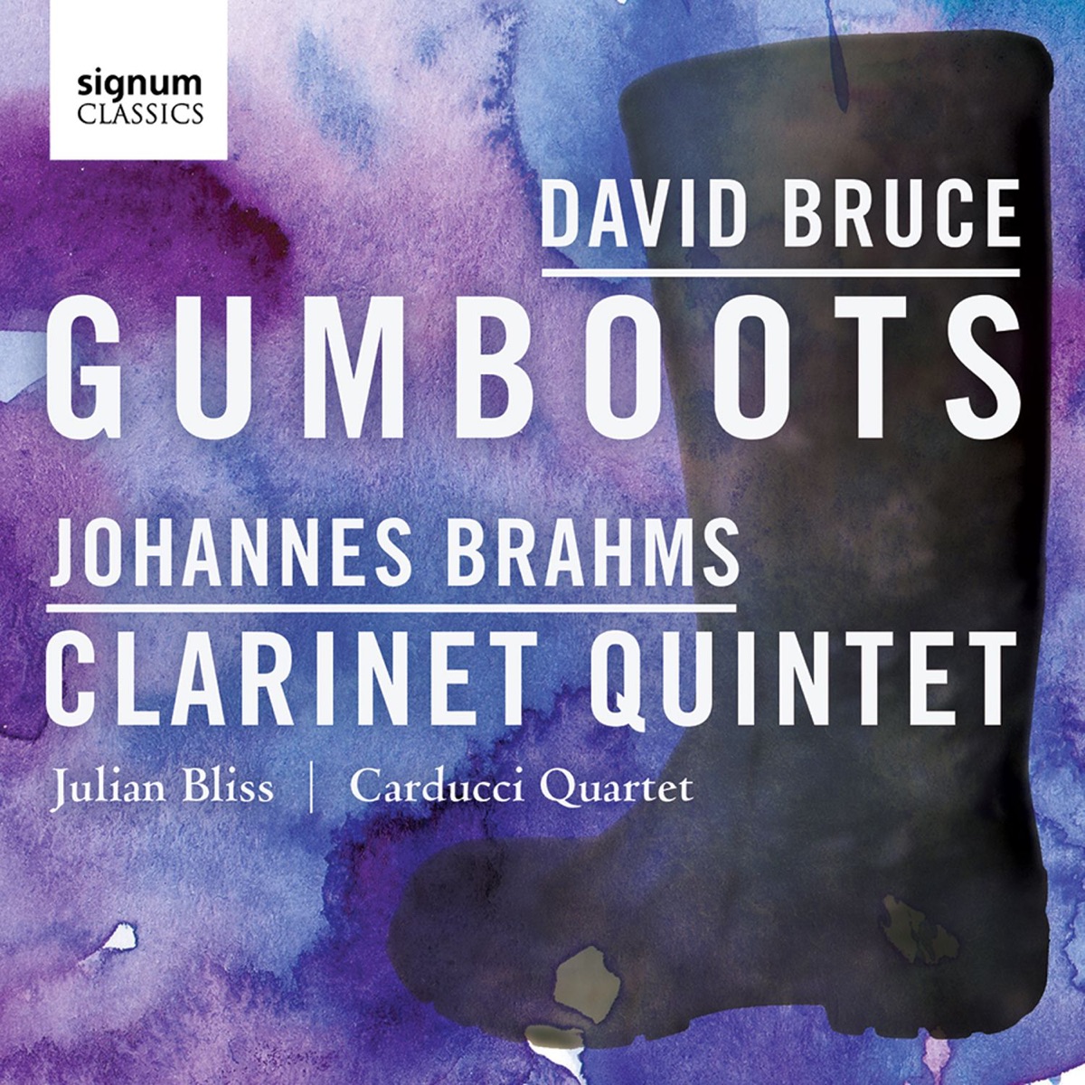 David Bruce: Gumboots – Johannes Brahms: Clarinet Quintet by Julian Bliss & Carducci String Quartet album cover