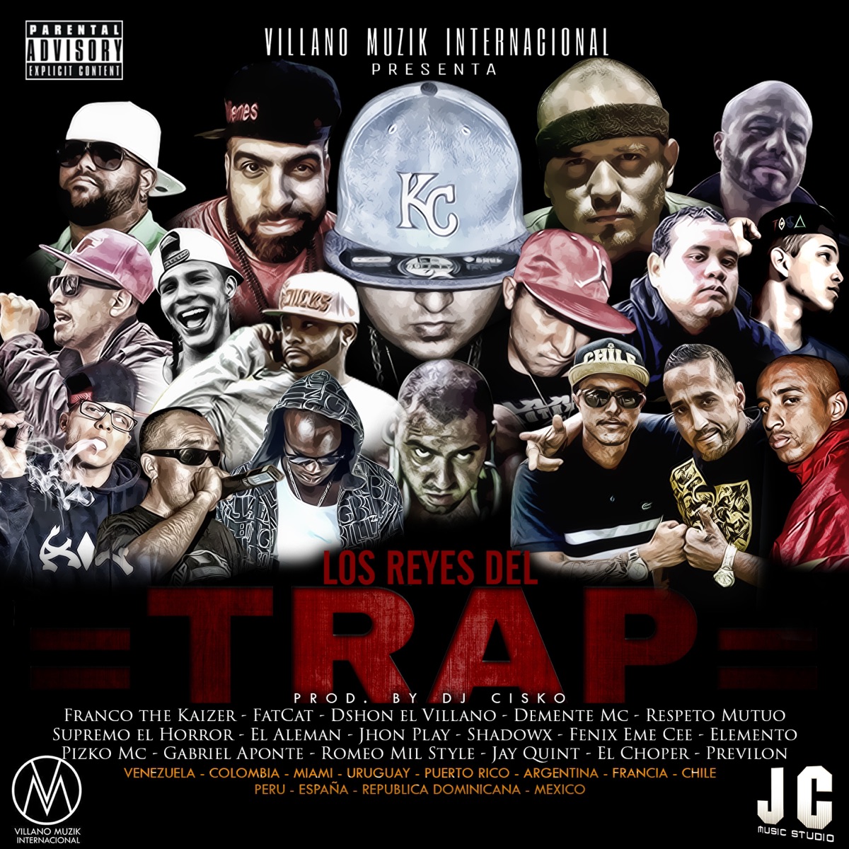 Los Reyes del Trap - Single by Franco The Kaizer, Fatcat, D'shon el Villano, Demente MC, Respeto Mutuo, Supremo El Horror, El Alemán, Jhon Play, Shadowx, Fenix Eme Cee, Elemento, Pizko Mc, Gabriel Aponte, Romeo Mil Style, Jay Quint, El Choper & Prevelion album cover